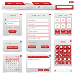 Collection navigation elements for website in red design