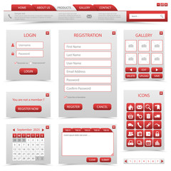 Collection navigation elements for website in red design © plisman