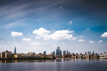 Fototapeta na wymiar City skyline of London Cetrum by the river with blue sky