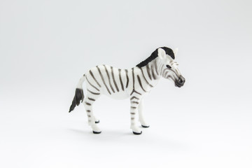 toy zebra on a white background