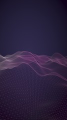 Abstract landscape background. Cyberspace purple grid. hi tech network. 3D illustration