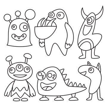 doodle funny monsters line design theme