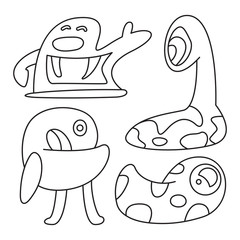 doodle funny monsters line design theme