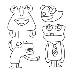 doodle funny monsters line design theme