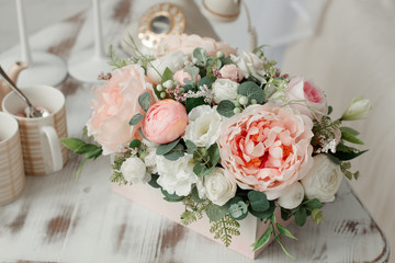Artificial flowers as a gift. Decorative flowers. Artificial flowers in the interior. 
