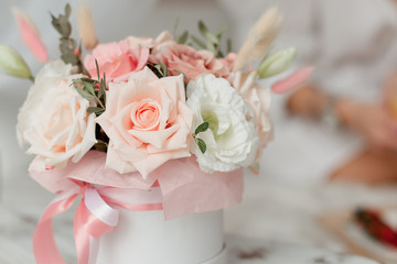 Artificial flowers as a gift. Decorative flowers. Artificial flowers in the interior. 