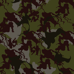 Forest camouflage of various shades of green, brown, beige colors