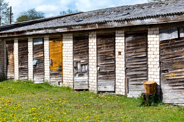 old shed with wooden doors in the village