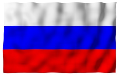 Waving flag of the Russian Federation. The National. State symbol of the Russia. 3D illustration