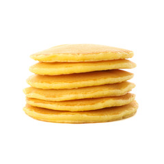 Tasty pancakes isolated on white background. Sweet breakfast