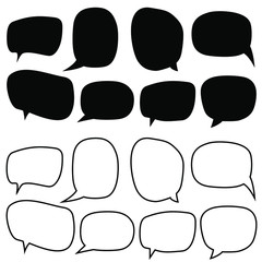 Blank speech bubbles vector icon set. thinking balloon illustration sign collection. message symbol.