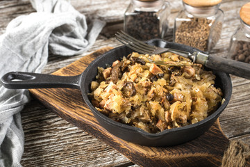 Bigos, a traditional Polish dish with cabbage.