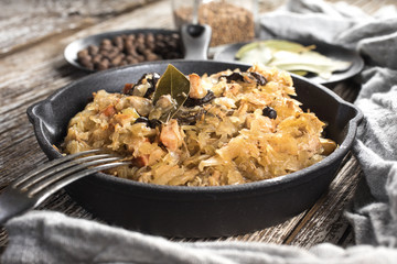 Bigos, a traditional Polish dish with cabbage.