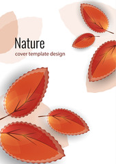 Bright orange and red leaves. Creative autumn background for your design. Vector
