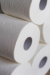 A group of toilet paper rolls in different shapes