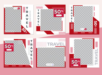 Travel banner social media post template collection