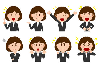 スーツ　女性　表情セット