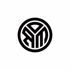 RM monogram logo with circle outline design template