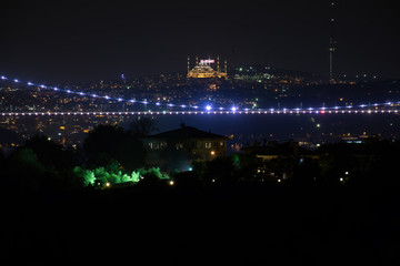 Bridge and Camlica mosque night view