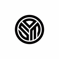 SM monogram logo with circle outline design template