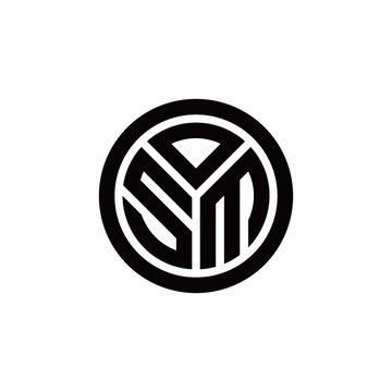 recommend clip art: SM monogram logo with circle outline design template
