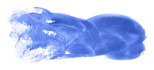 Abstract watercolor background hand-drawn on paper. Volumetric smoke elements. Blue color. For design, web, card, text, decoration, surfaces.