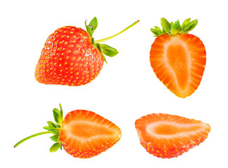Collection set of fresh strawberry isolated on white background 