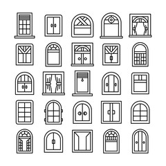 window icons set line theme design