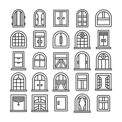 window icons set line theme design