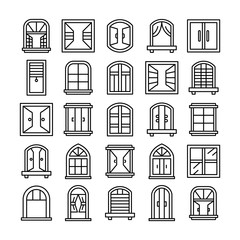 window icons set line theme design