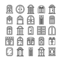 window icons set line theme design