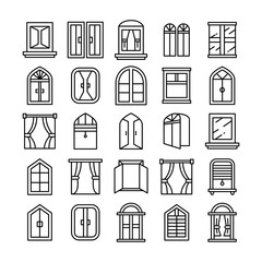 window icons set line theme design