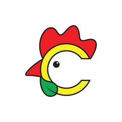 Chicken icon design. Rooster vector illustration. Symbol, Logo design, Emblem. C icon for chicken.