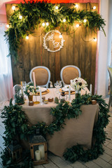 christmas table setting with christmas decorations