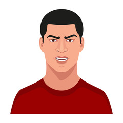 Angry man emotion avatar. Expression of aggression. Vector Illustration.