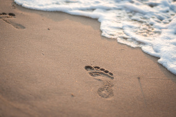 footprints on the beach, 
