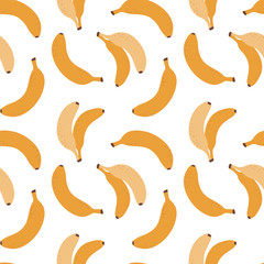 Banana vector seamless pattern. Simple fruits background. Summer pattern for decoration design, poster, textile. Tropical backdrop. Vegetarian healthy food illustration