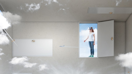 Fototapeta premium Right decision making and virtual reality. Mixed media