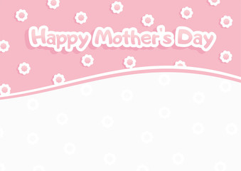 Happy Mother's Day greeting card. White and purple inscription on purple background with flowers. Light gray floral background at the bottom of the illustration. Blank space for your text