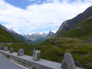 View of the fjords, landscapes and waterfalls in Geirangerfjord, Norway.