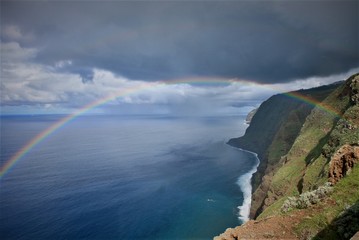 Rainbow and clouds on the coast of Madeira