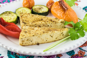 Roasted marinated tofu.