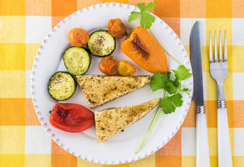 Roasted marinated tofu.