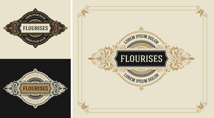 Vintage Logo or Banner Layout with ornamental elements