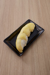 Durian fruit placed on a plate