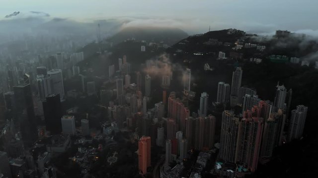 Sea of clouds over skyscrapers