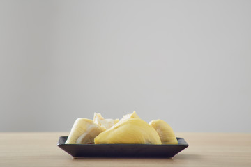 Durian fruit placed on a plate