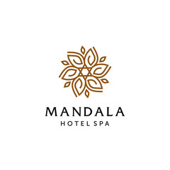 Abstract mandala lotus flower swirl logo icon vector design. Elegant premium ornament vector logotype symbol.