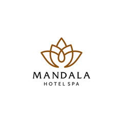 Abstract mandala lotus flower swirl logo icon vector design. Elegant premium ornament vector logotype symbol.