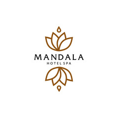 Abstract mandala lotus flower swirl logo icon vector design. Elegant premium ornament vector logotype symbol.